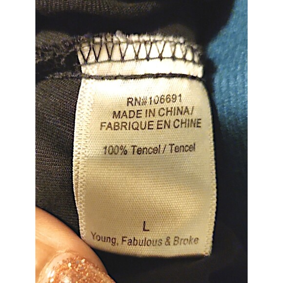 YFB Young Fabulous Broke Bellows Jumpsuit 100% tencel Black size Large - Picture 5 of 7